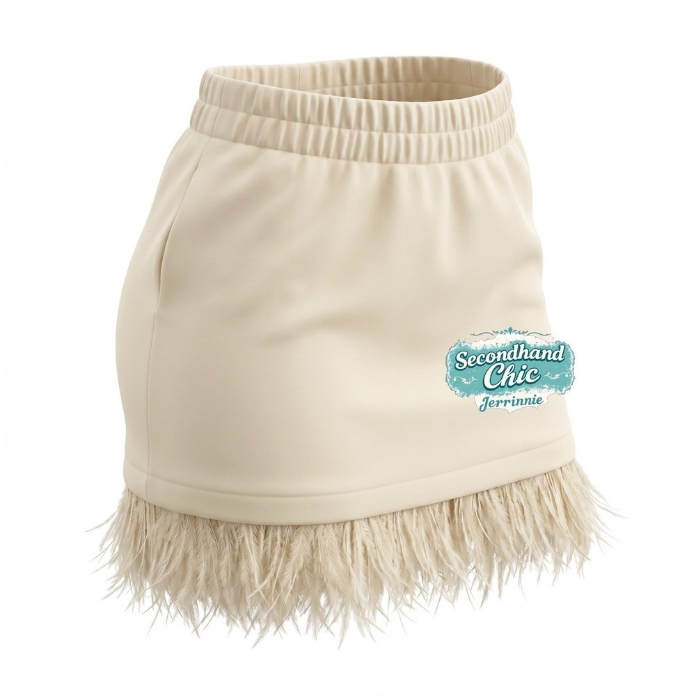 Future Collective Light Pink Feather Trim Mini Skirt XXL NWT